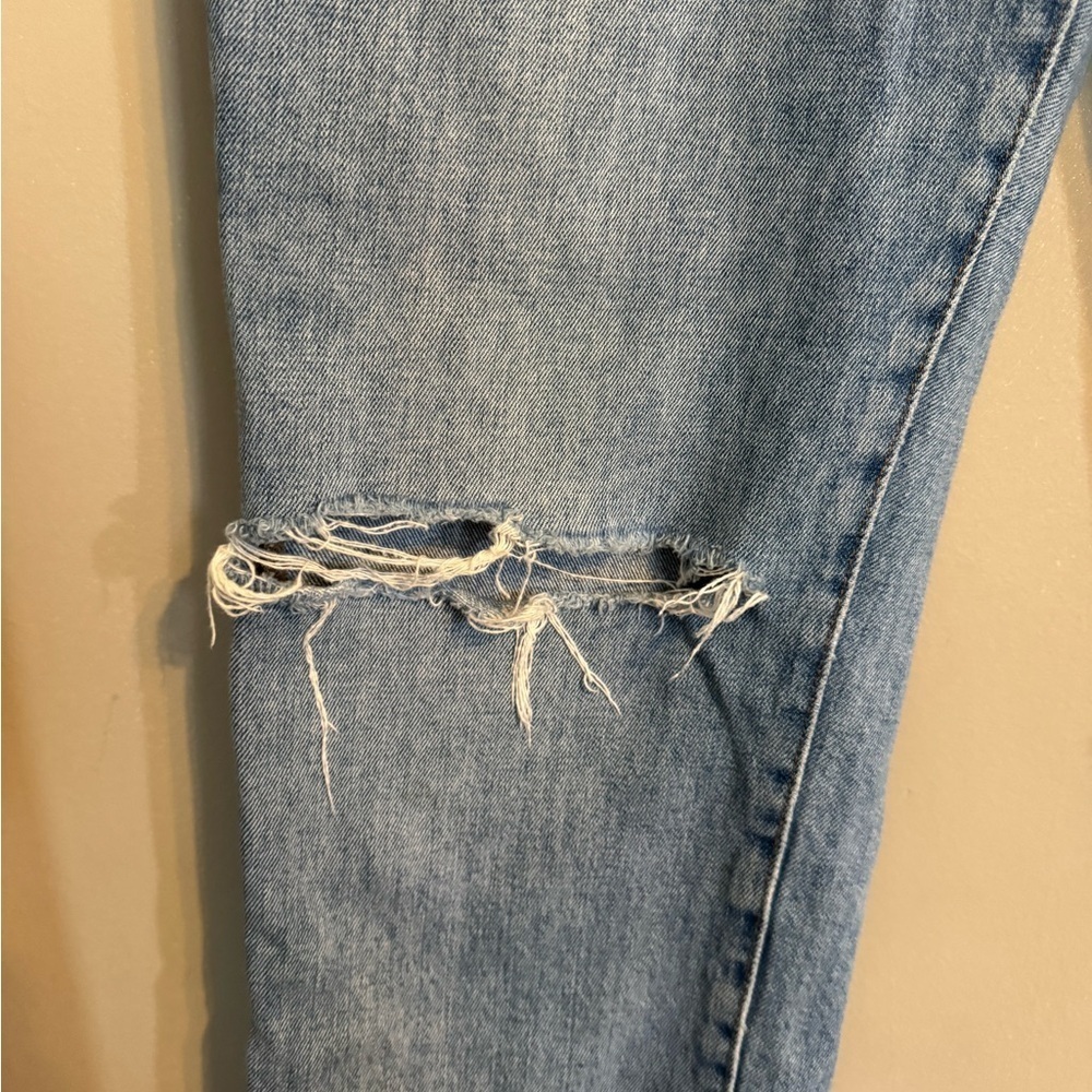 Madewell High Rise Slim Crop Boy Jean Light Blue Distressed Boyfriend Jeans - Picture 4 of 10